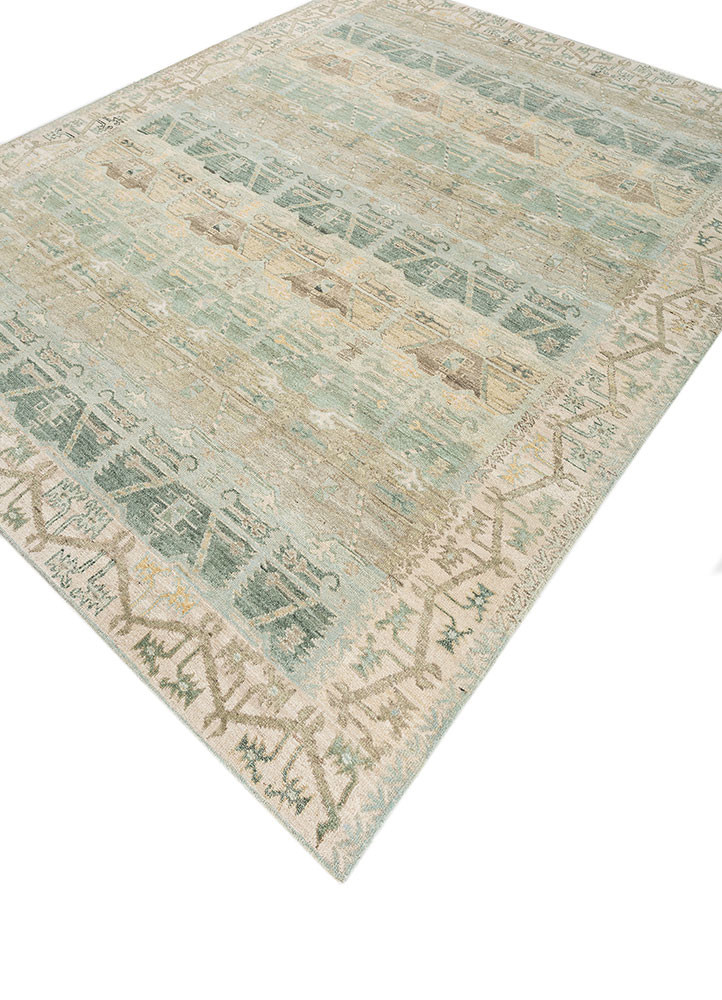 erbe green wool hand knotted Rug - FoldShot erbe green wool hand knotted Rug - FoldShot
