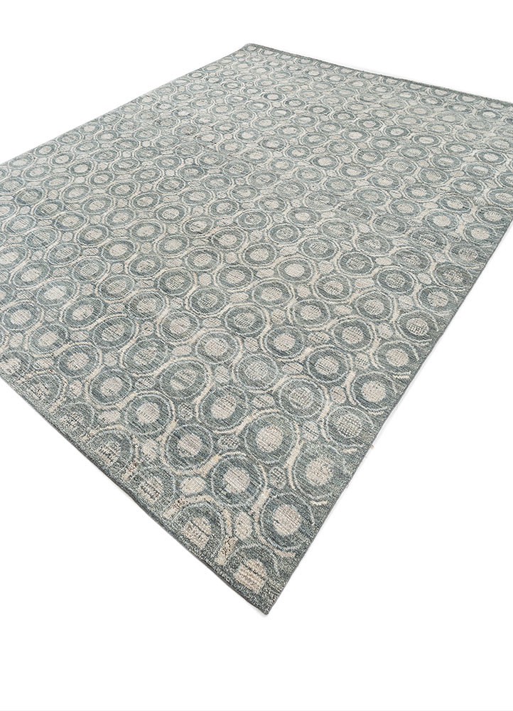 erbe blue afghan wool hand knotted Rug - FoldShot erbe blue afghan wool hand knotted Rug - FoldShot