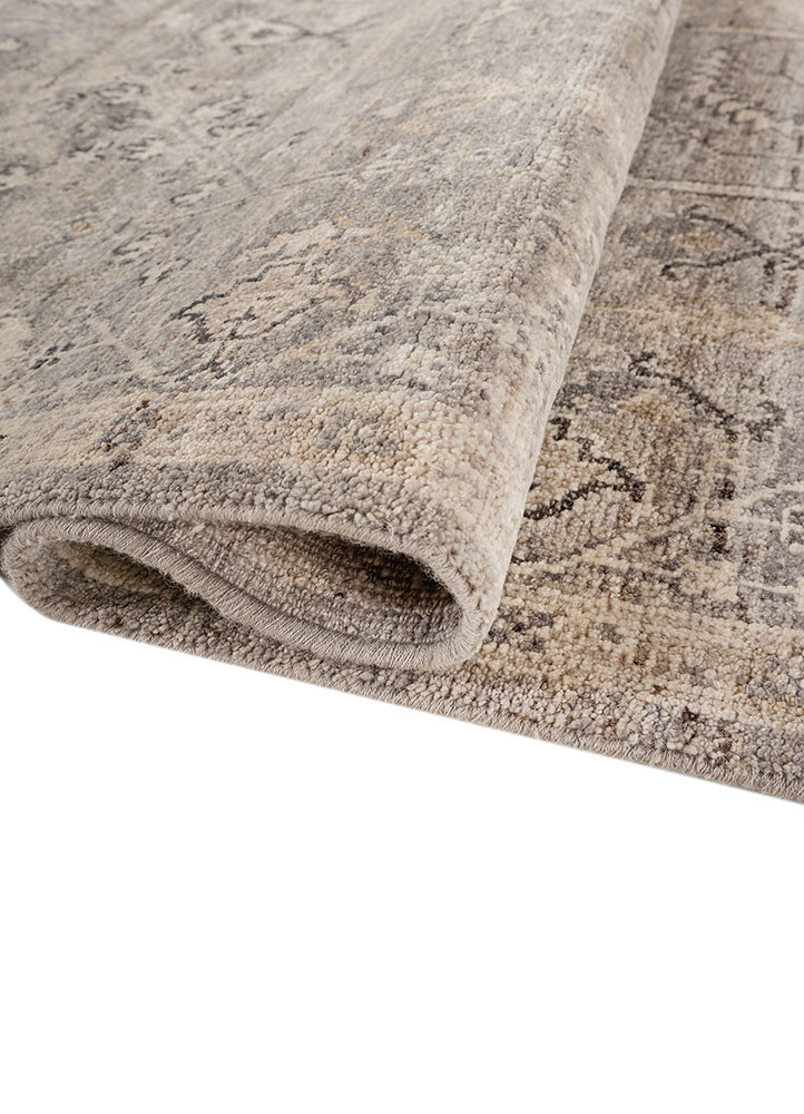 erbe grey and black afghan wool hand knotted Rug - FoldShot erbe grey and black afghan wool hand knotted Rug - FoldShot