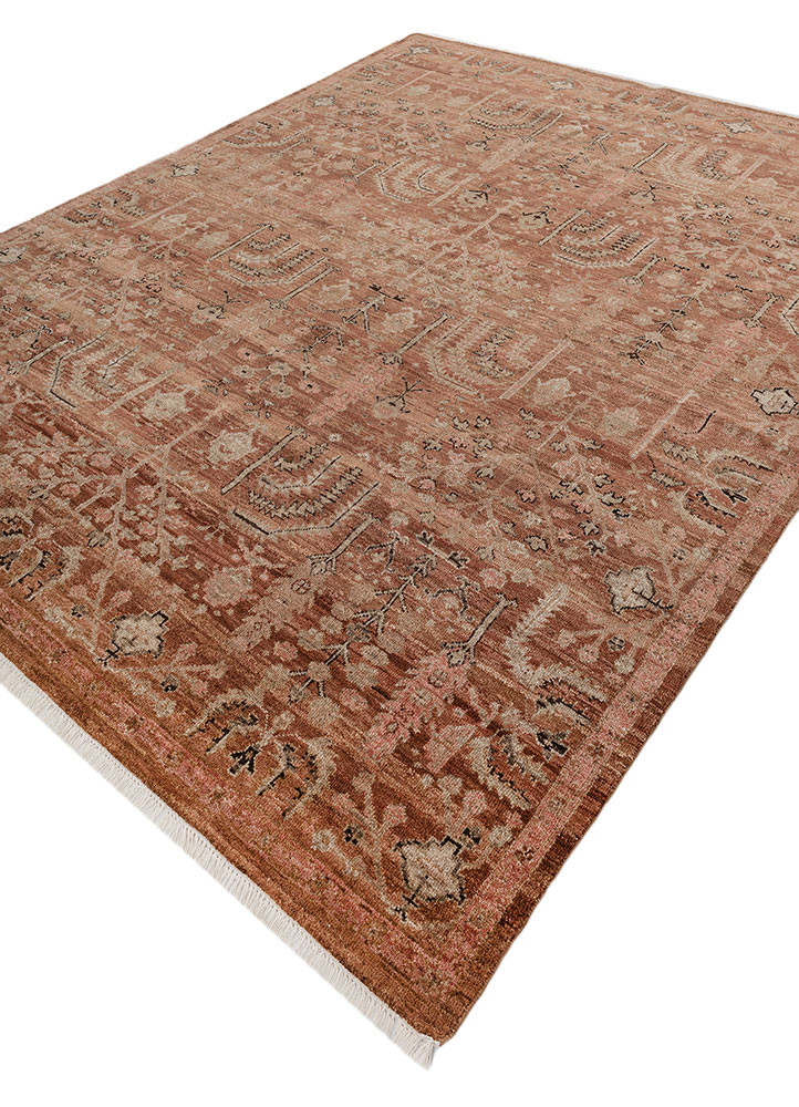erbe red and orange wool hand knotted Rug - FoldShot erbe red and orange wool hand knotted Rug - FoldShot