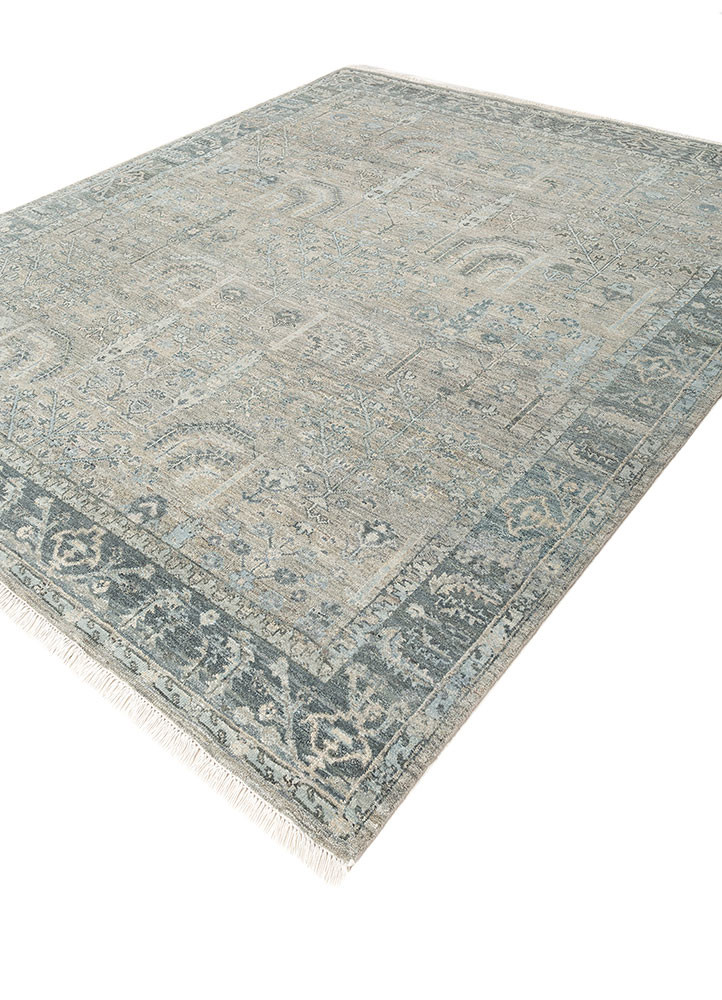 erbe blue afghan wool hand knotted Rug - FoldShot erbe blue afghan wool hand knotted Rug - FoldShot