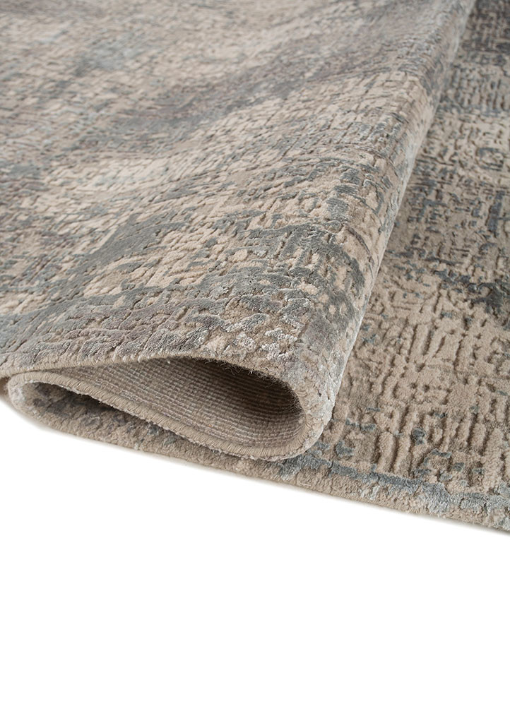 entropy ivory wool and bamboo silk hand knotted Rug - FoldShot
