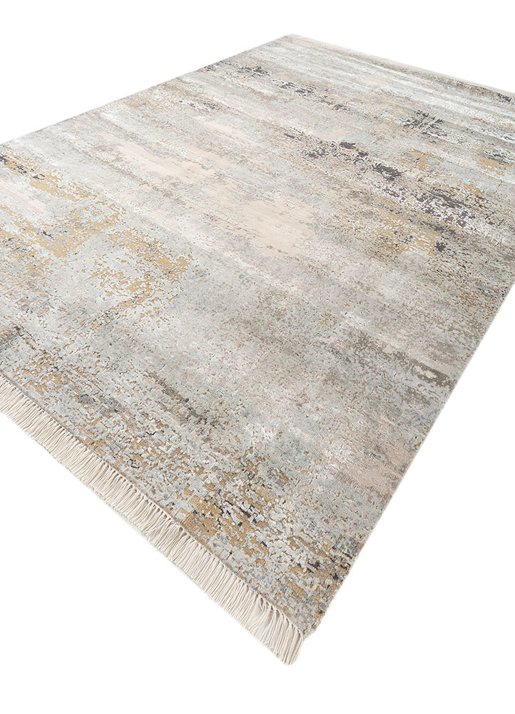 entropy ivory wool and bamboo silk hand knotted Rug - FoldShot entropy ivory wool and bamboo silk hand knotted Rug - FoldShot
