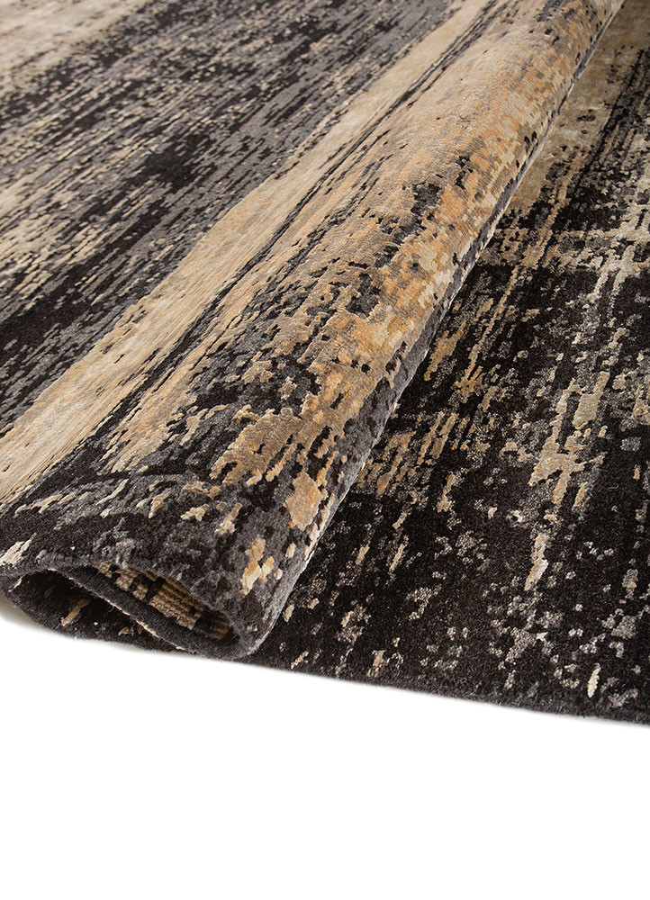 entropy blue wool and bamboo silk hand knotted Rug - FoldShot
