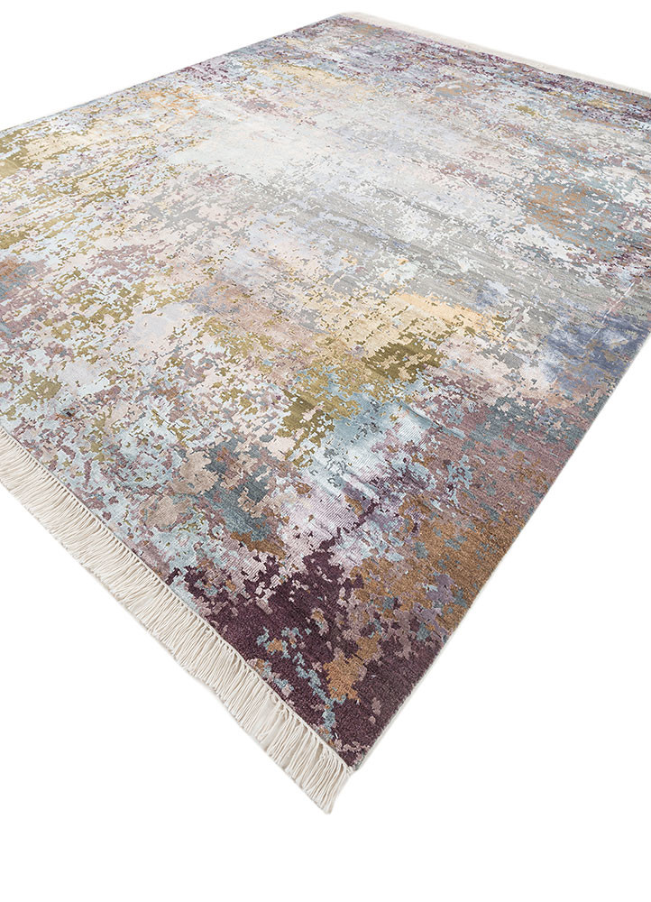 uvenuti pink and purple wool and bamboo silk hand knotted Rug - FoldShot uvenuti pink and purple wool and bamboo silk hand knotted Rug - FoldShot