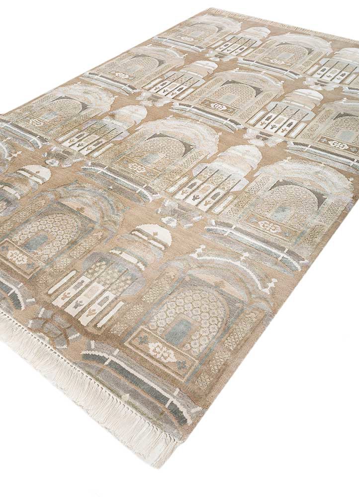 khidki green wool and bamboo silk hand knotted Rug - FoldShot