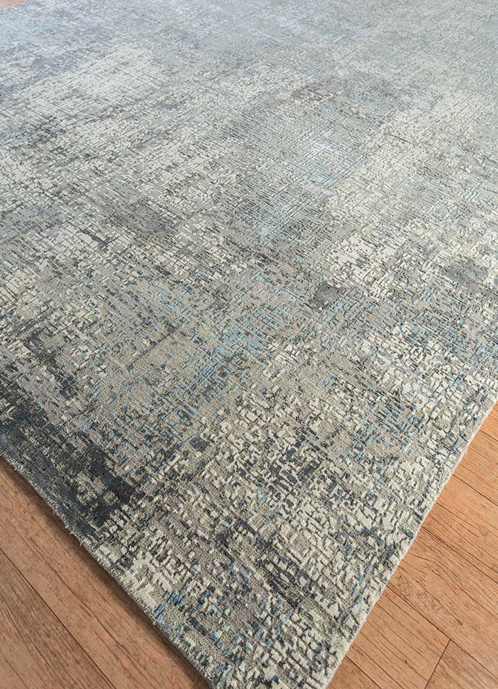 uvenuti grey and black wool and bamboo silk hand knotted Rug - FoldShot
