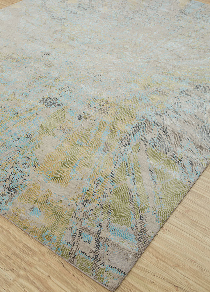 uvenuti beige and brown wool and bamboo silk hand knotted Rug - FoldShot uvenuti beige and brown wool and bamboo silk hand knotted Rug - FoldShot