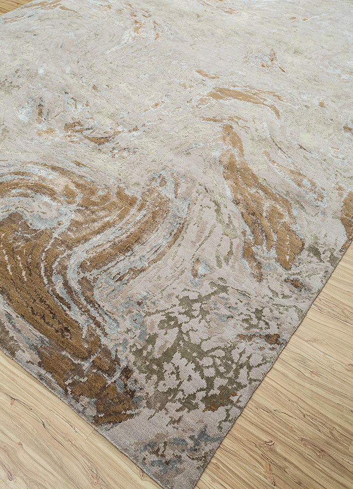 uvenuti ivory wool and bamboo silk hand knotted Rug - FoldShot uvenuti ivory wool and bamboo silk hand knotted Rug - FoldShot