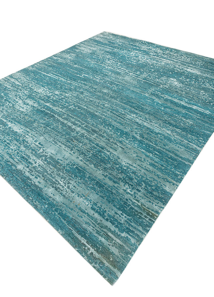 uvenuti blue wool and bamboo silk hand knotted Rug - FoldShot uvenuti blue wool and bamboo silk hand knotted Rug - FoldShot