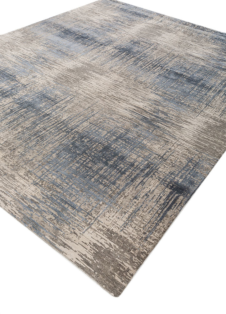 uvenuti grey and black wool and bamboo silk hand knotted Rug - FoldShot uvenuti grey and black wool and bamboo silk hand knotted Rug - FoldShot