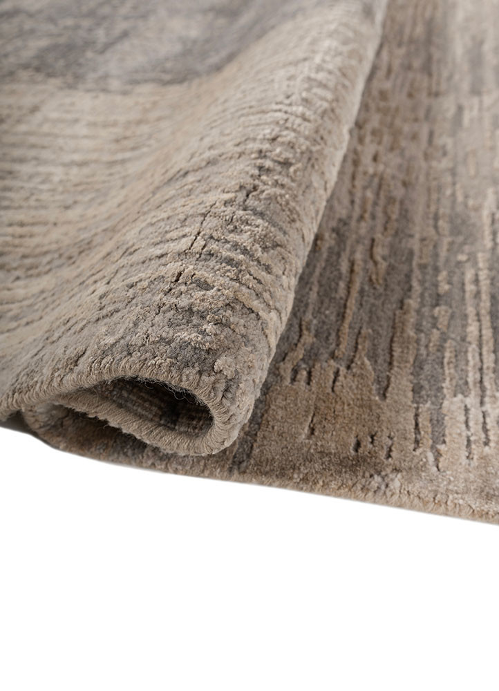 uvenuti grey and black wool and bamboo silk hand knotted Rug - FoldShot