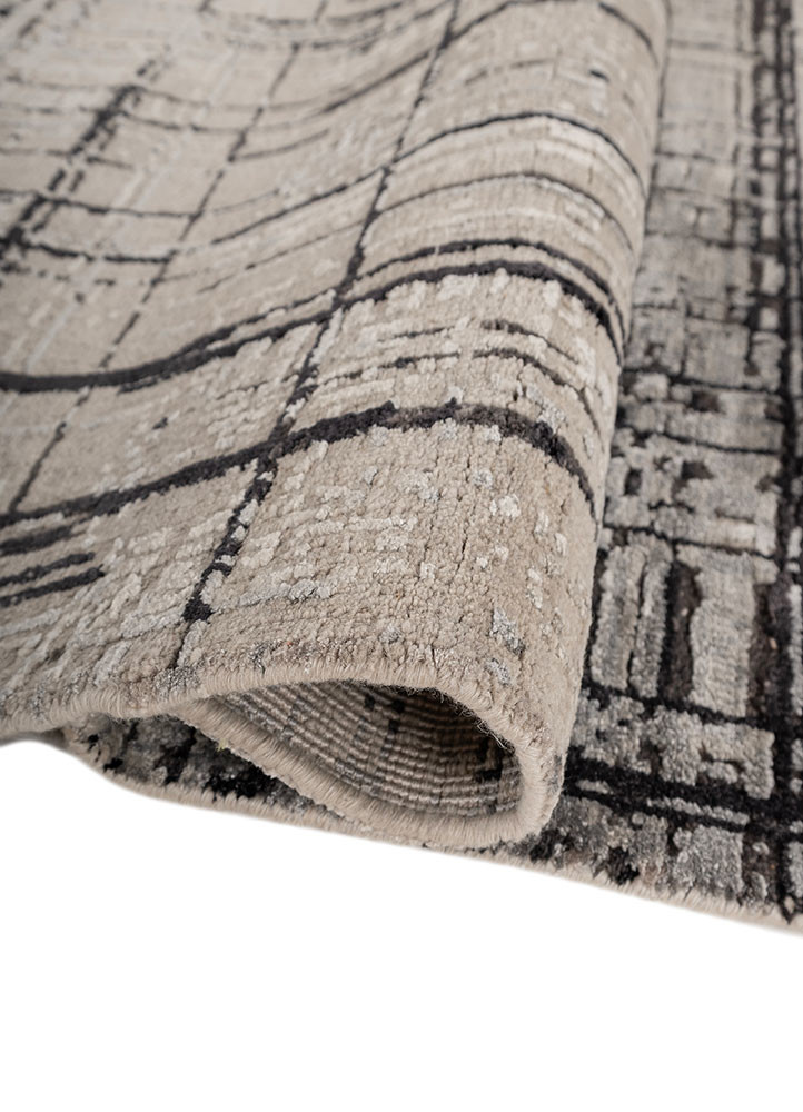 uvenuti grey and black wool and bamboo silk hand knotted Rug - FoldShot