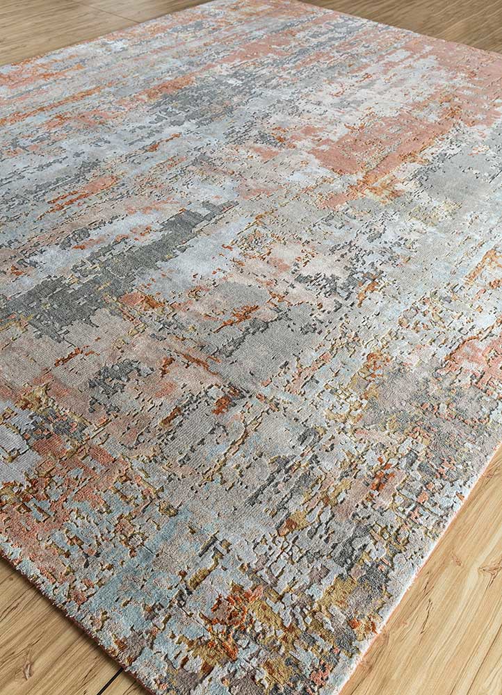 uvenuti grey and black wool and bamboo silk hand knotted Rug - FoldShot