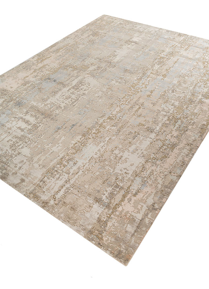 uvenuti ivory wool and bamboo silk hand knotted Rug - FoldShot uvenuti ivory wool and bamboo silk hand knotted Rug - FoldShot
