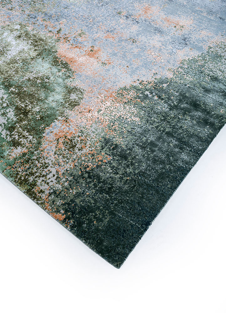 entropy ivory wool and bamboo silk hand knotted Rug - FoldShot