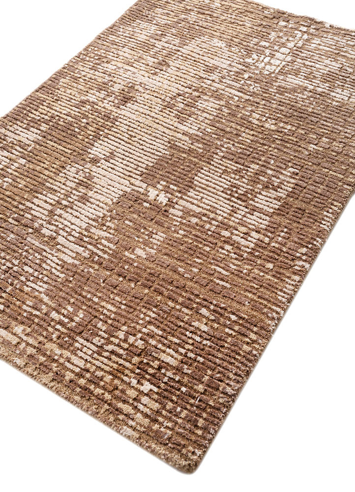uvenuti beige and brown wool and bamboo silk hand knotted Rug - FoldShot