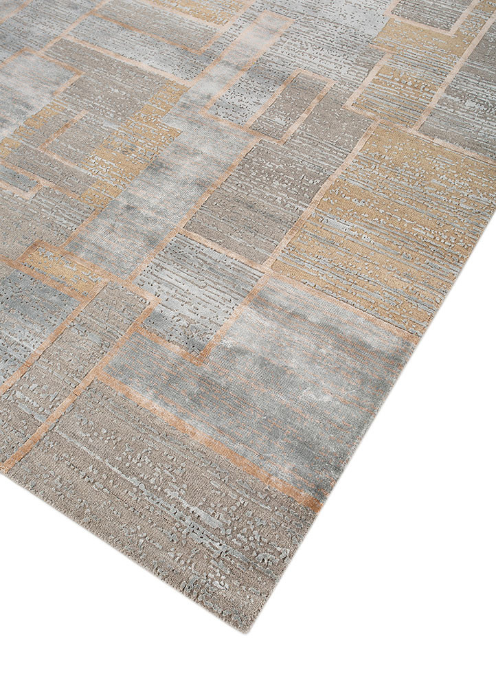 manifest grey and black wool and bamboo silk hand knotted Rug - FoldShot