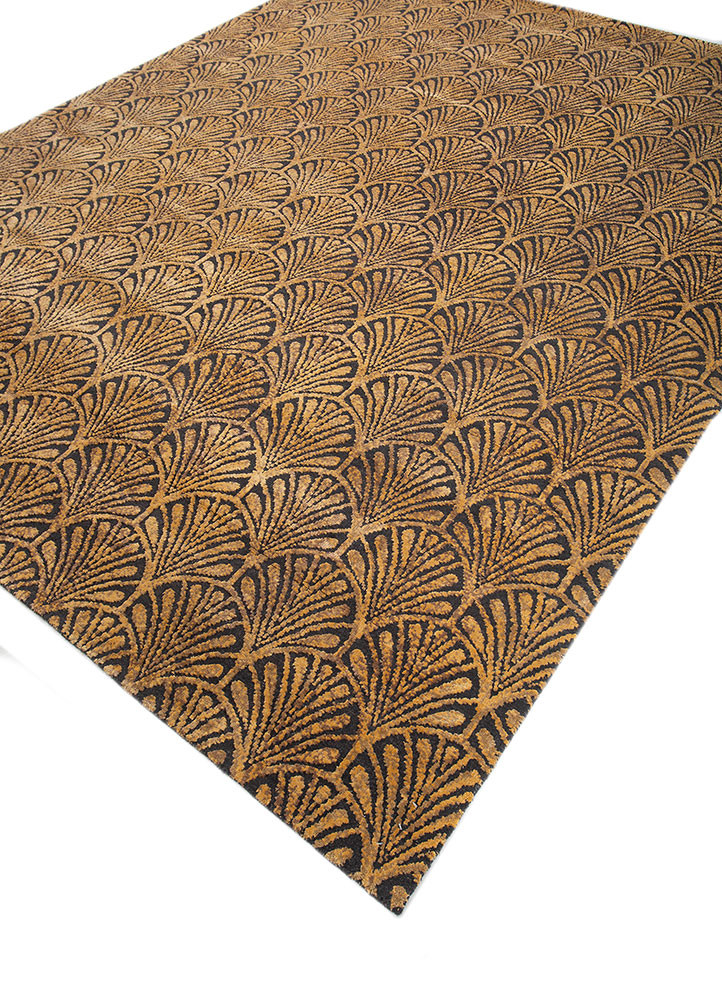 azalea grey and black wool and bamboo silk hand knotted Rug - FoldShot