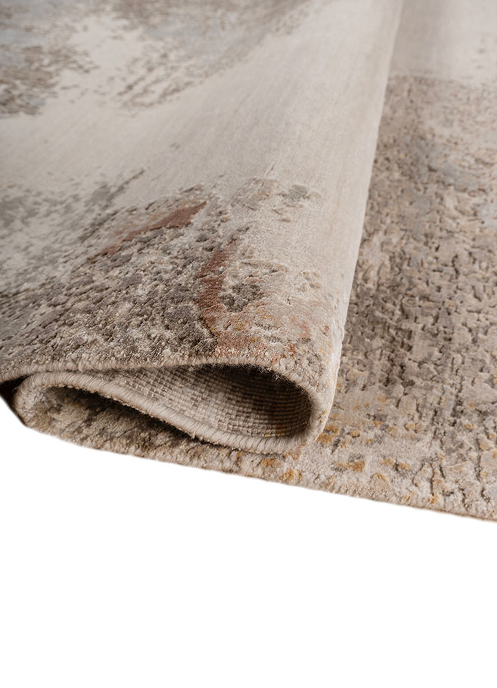 entropy ivory wool and bamboo silk hand knotted Rug - FoldShot