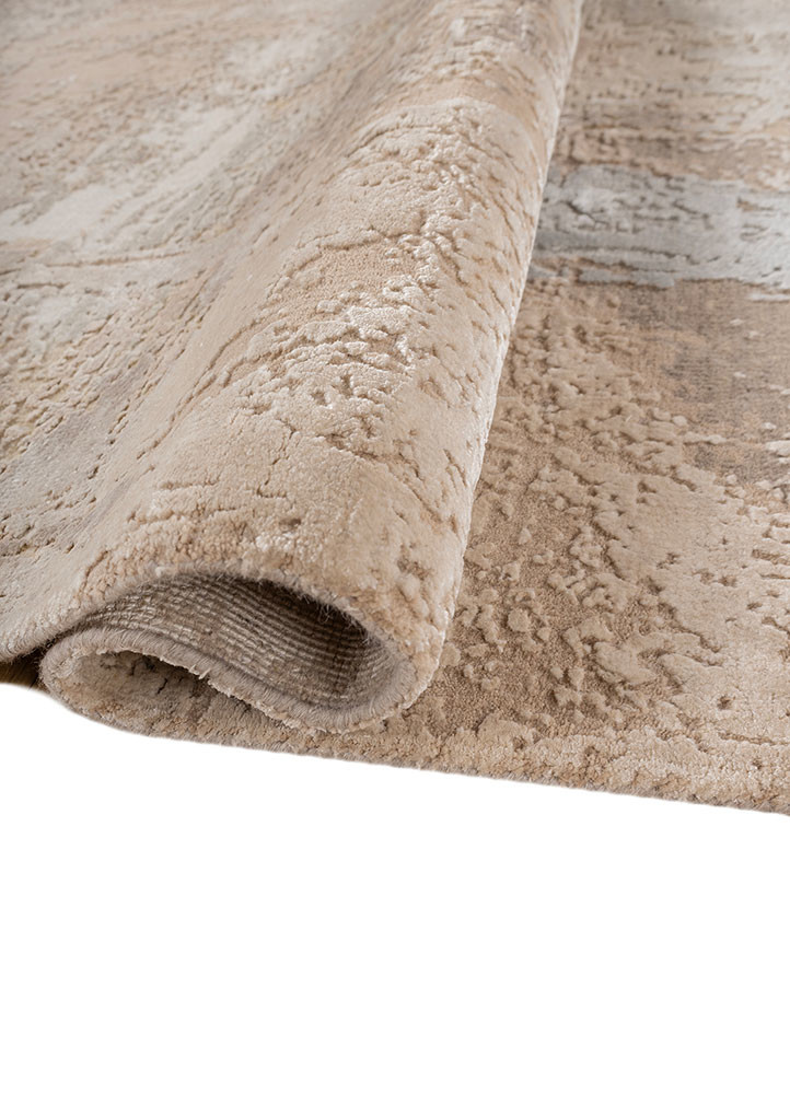 uvenuti grey and black wool and bamboo silk hand knotted Rug - FoldShot uvenuti grey and black wool and bamboo silk hand knotted Rug - FoldShot