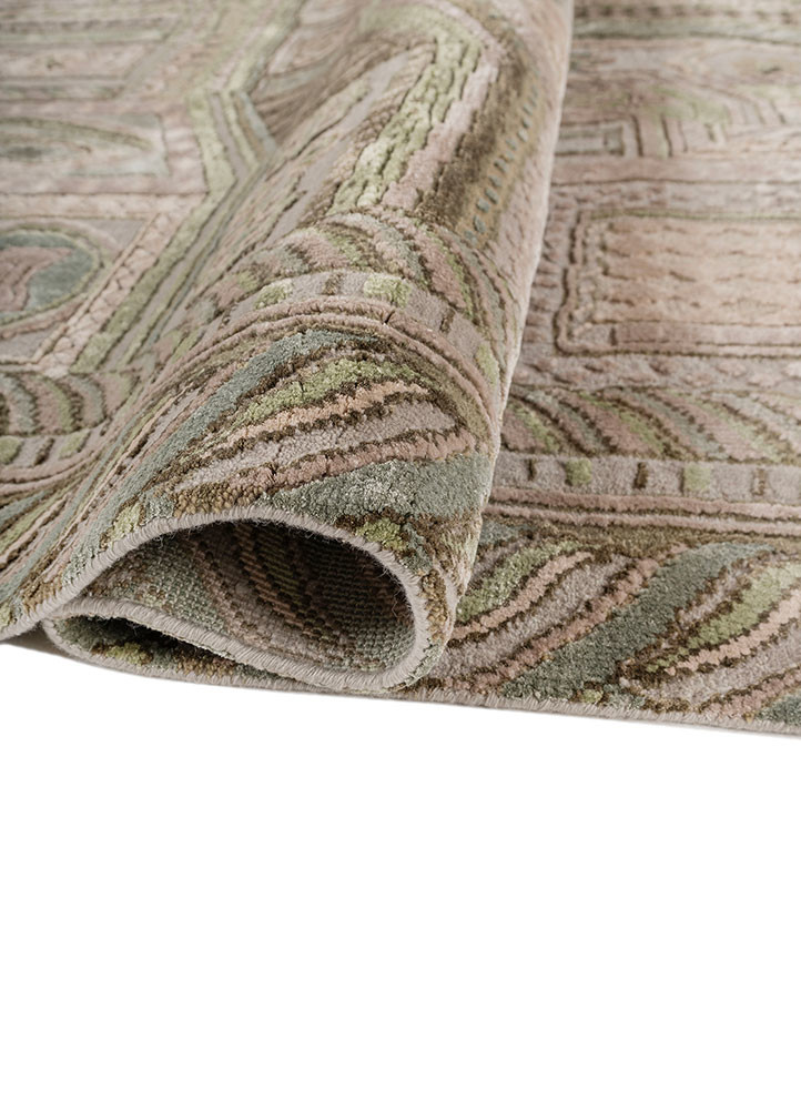 khidki grey and black wool and bamboo silk hand knotted Rug - FoldShot