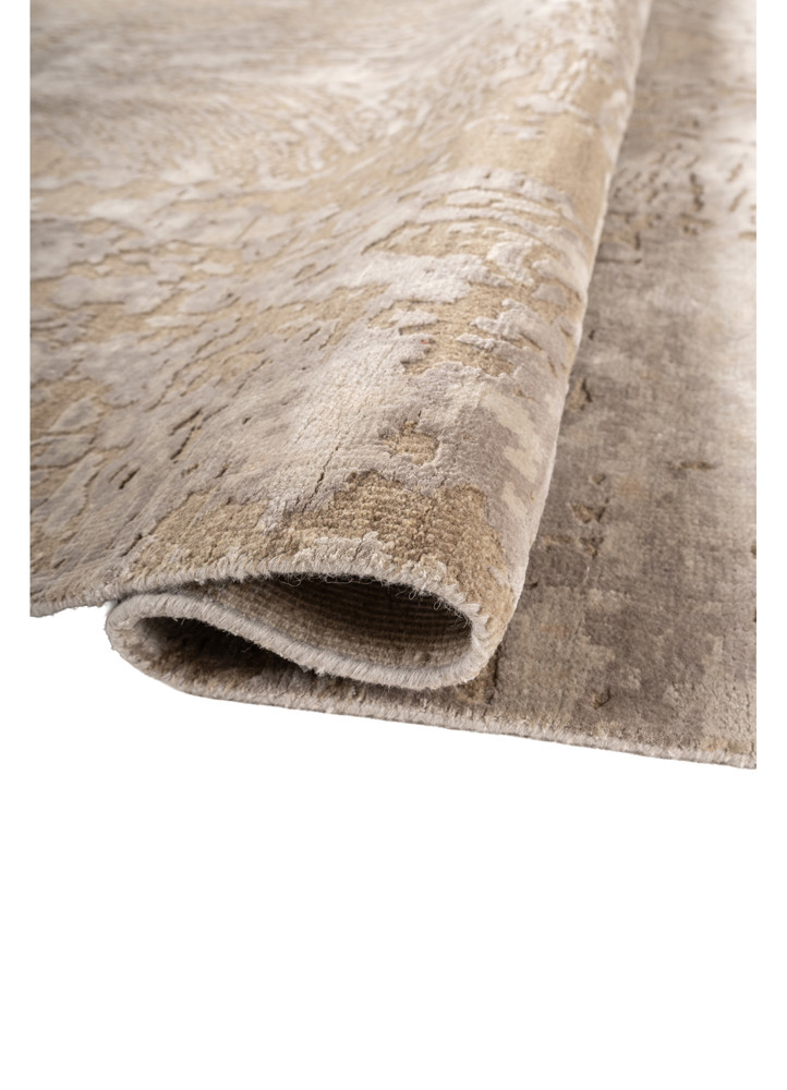 aprezo beige and brown wool and bamboo silk hand knotted Rug - FoldShot aprezo beige and brown wool and bamboo silk hand knotted Rug - FoldShot