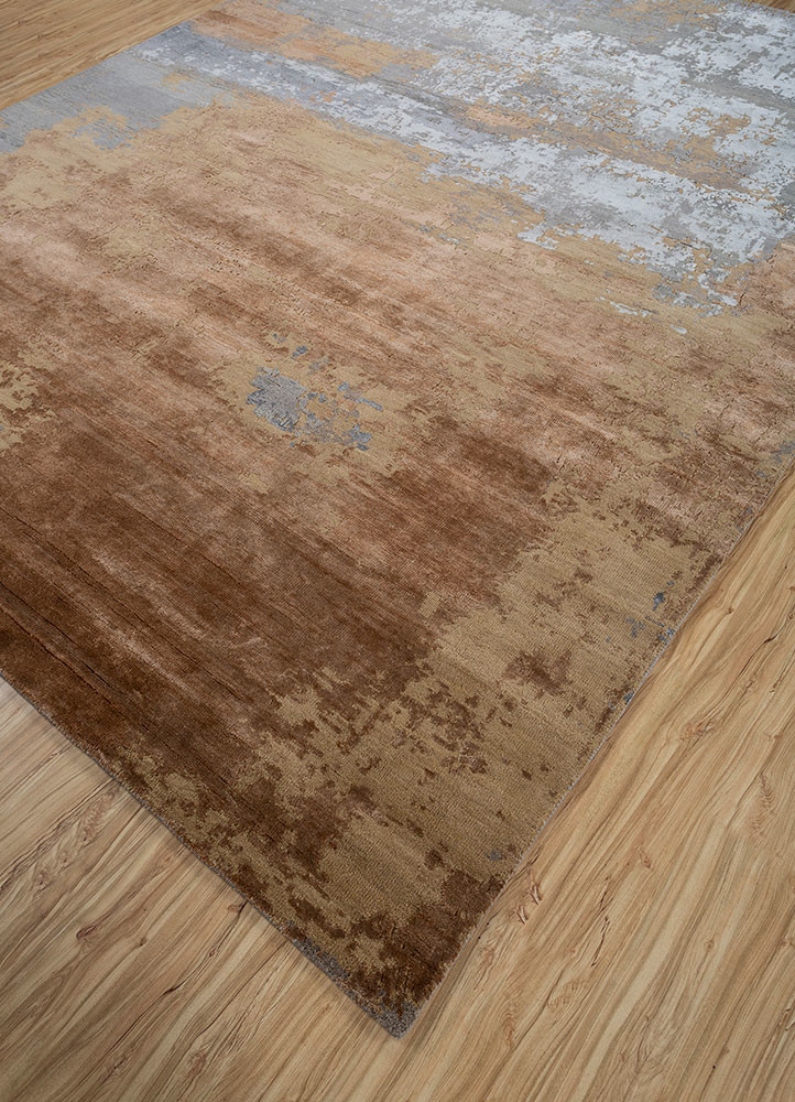 uvenuti grey and black wool and bamboo silk hand knotted Rug - FoldShot uvenuti grey and black wool and bamboo silk hand knotted Rug - FoldShot