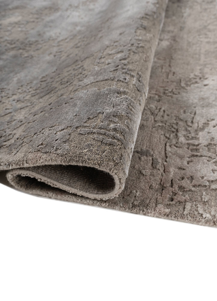 uvenuti grey and black wool and bamboo silk hand knotted Rug - FoldShot
