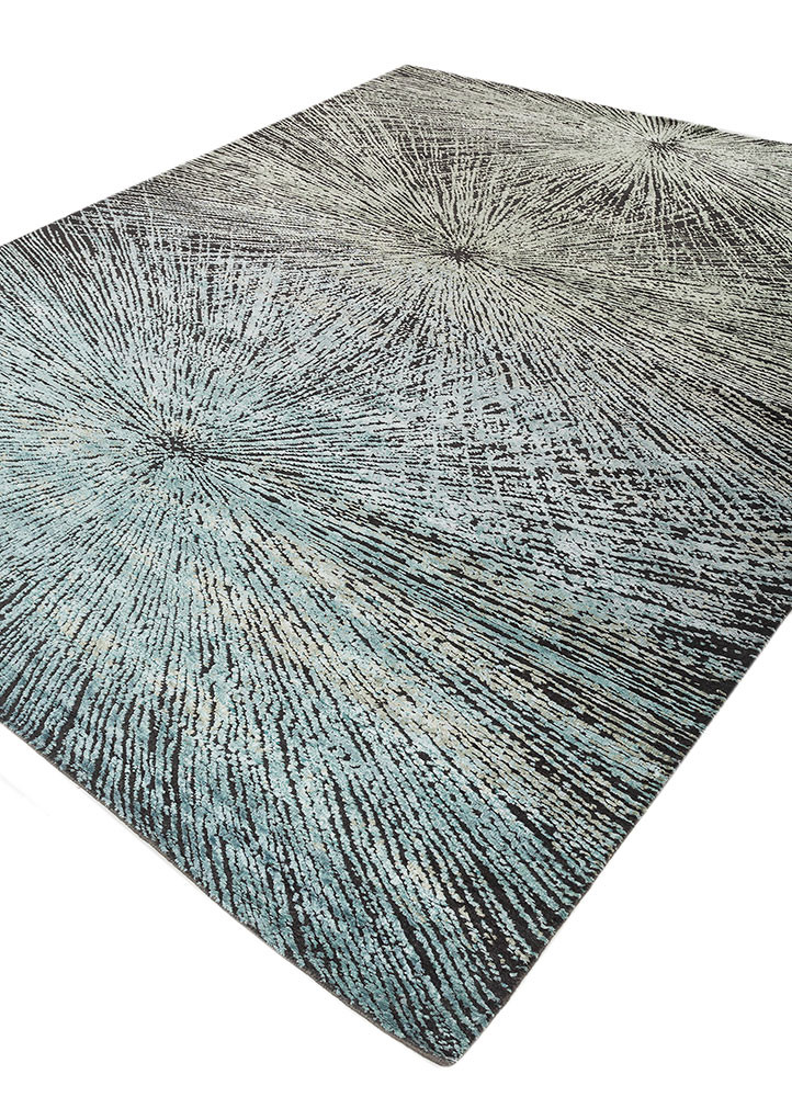 uvenuti blue wool and bamboo silk hand knotted Rug - FoldShot uvenuti blue wool and bamboo silk hand knotted Rug - FoldShot