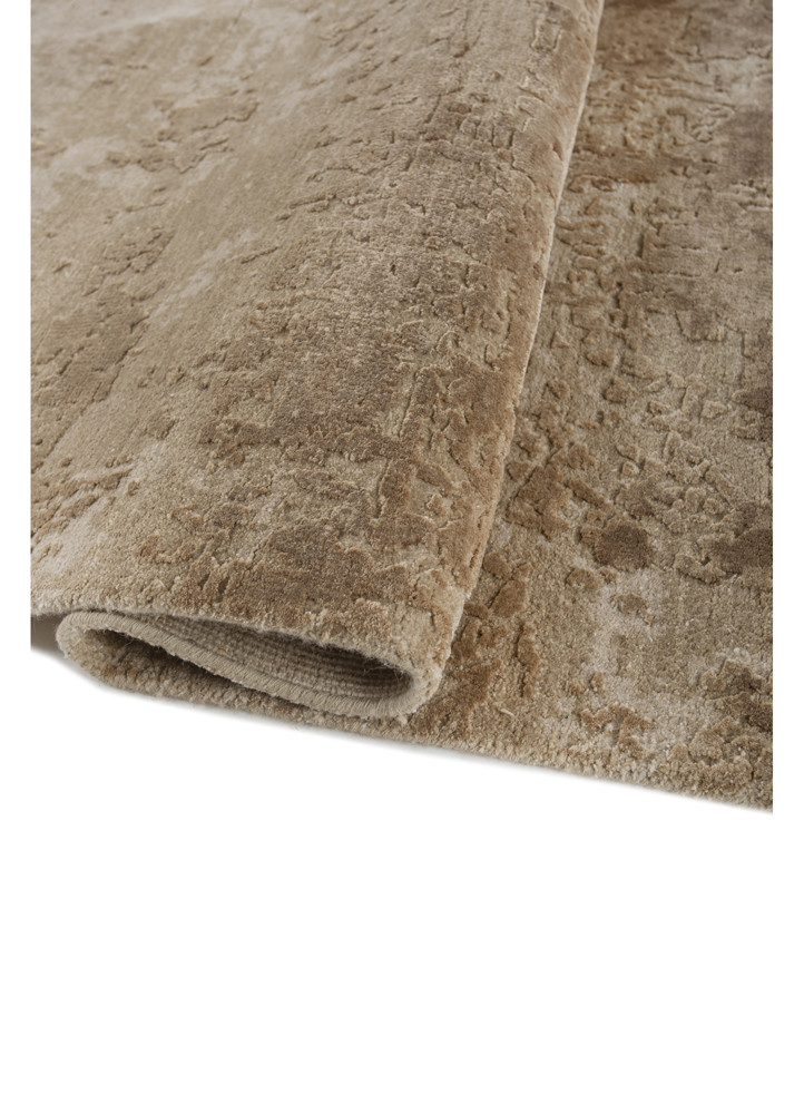 uvenuti beige and brown wool and bamboo silk hand knotted Rug - FoldShot