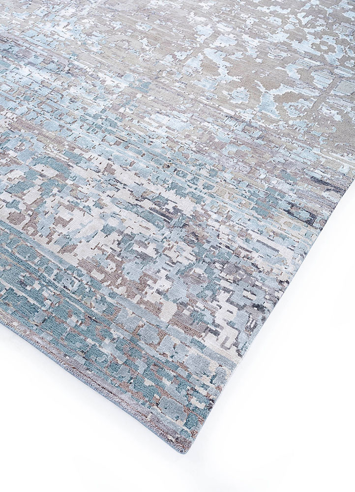 far east blue wool and bamboo silk hand knotted Rug - FoldShot far east blue wool and bamboo silk hand knotted Rug - FoldShot