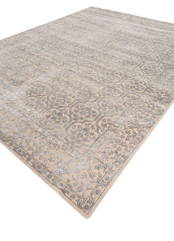 viscaya beige and brown wool and bamboo silk hand knotted Rug - FoldShot viscaya beige and brown wool and bamboo silk hand knotted Rug - FoldShot