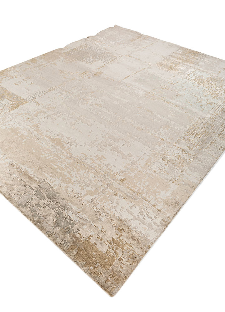 uvenuti ivory wool and bamboo silk hand knotted Rug - FoldShot uvenuti ivory wool and bamboo silk hand knotted Rug - FoldShot