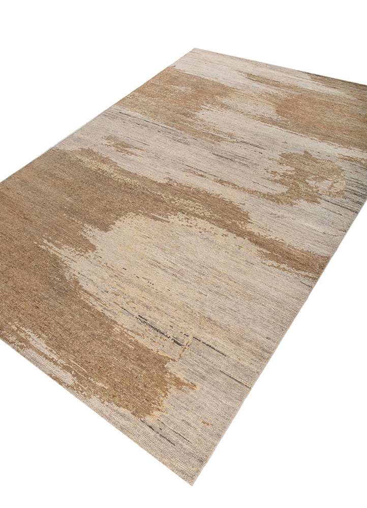 entropy beige and brown wool hand knotted Rug - FoldShot