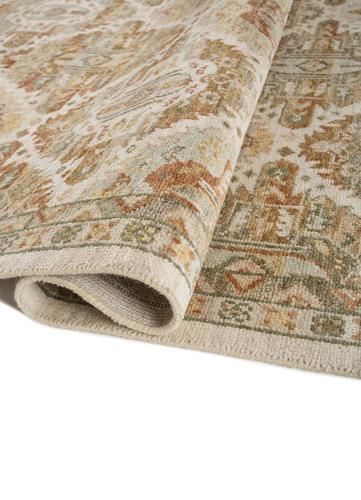 gulnar ivory wool hand knotted Rug - FoldShot gulnar ivory wool hand knotted Rug - FoldShot