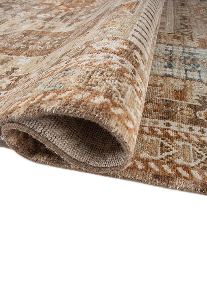 savana beige and brown wool hand knotted Rug - FoldShot savana beige and brown wool hand knotted Rug - FoldShot