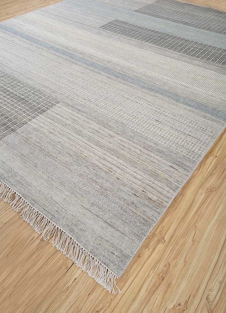 blythe blue afghan wool hand knotted Rug - FoldShot