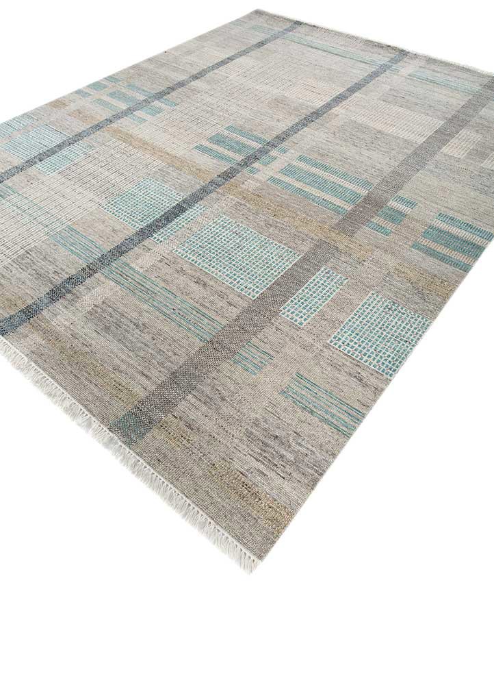 blythe blue afghan wool hand knotted Rug - FoldShot