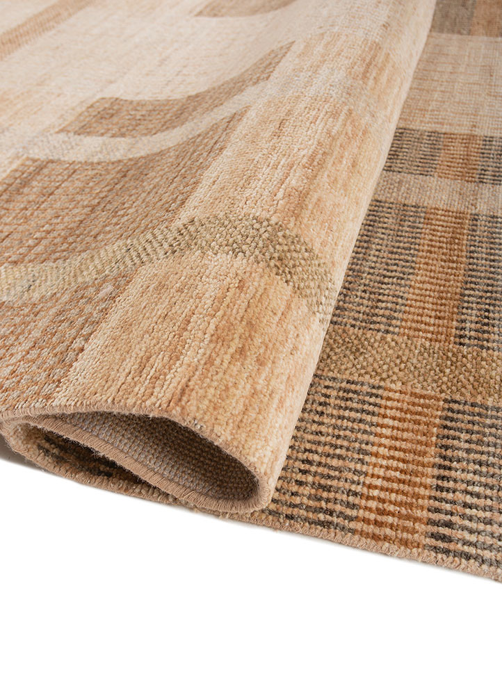 blythe beige and brown wool hand knotted Rug - FoldShot