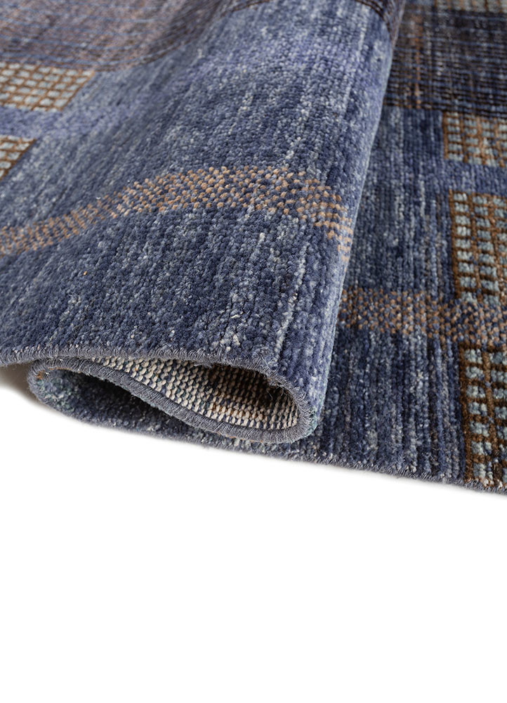 blythe blue wool hand knotted Rug - FoldShot