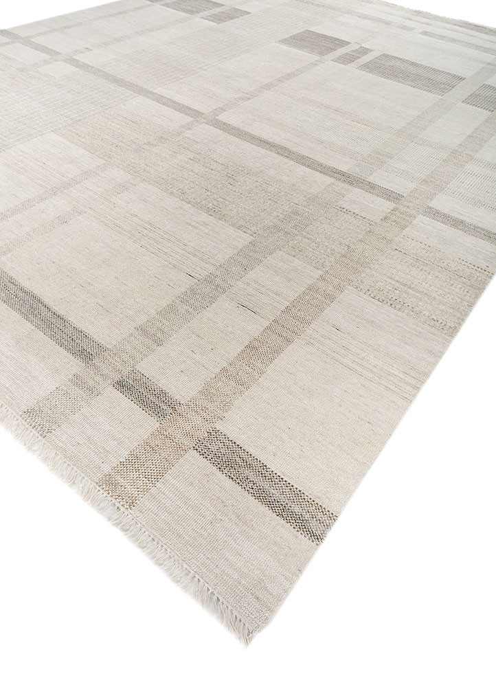 blythe ivory afghan wool hand knotted Rug - FoldShot