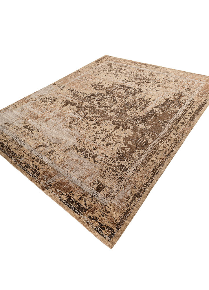 aprezo beige and brown wool hand knotted Rug - FoldShot aprezo beige and brown wool hand knotted Rug - FoldShot