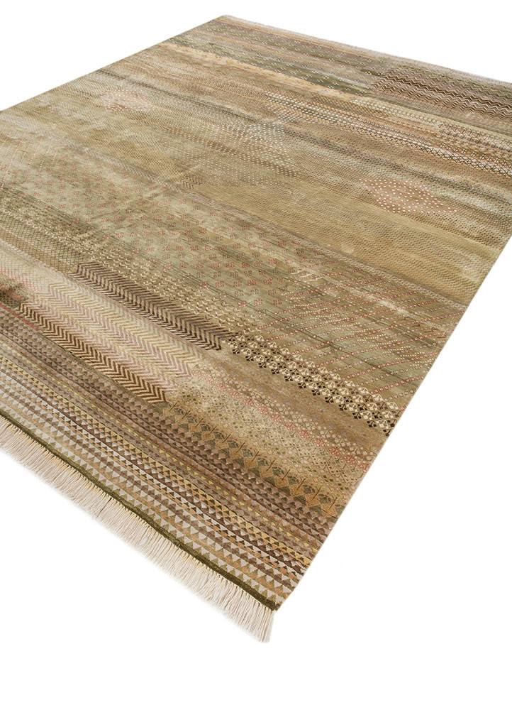 manchaha green silk hand knotted Rug - FoldShot