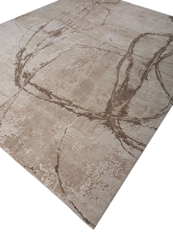 free verse by kavi ivory wool and bamboo silk hand knotted Rug - FoldShot
