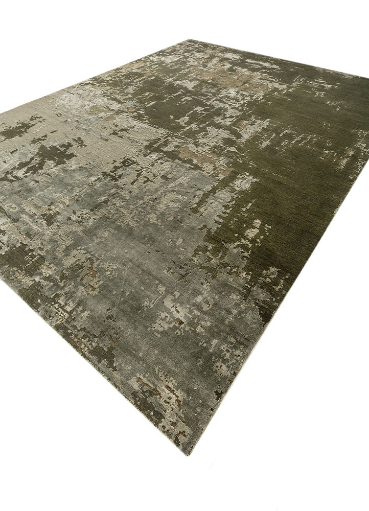 tattvam green wool and bamboo silk hand knotted Rug - FoldShot tattvam green wool and bamboo silk hand knotted Rug - FoldShot