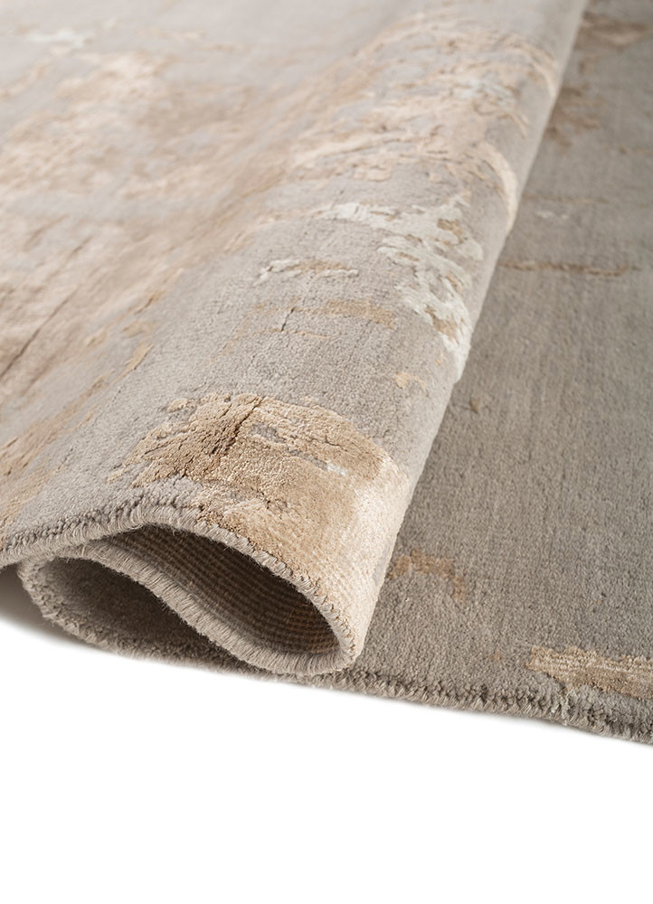 chaos theory by kavi grey and black wool and bamboo silk hand knotted Rug - FoldShot