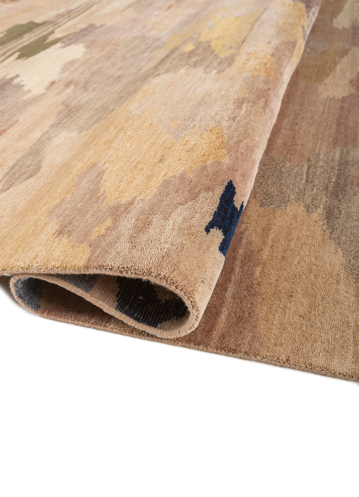 manchaha red and orange wool and silk hand knotted Rug - FoldShot