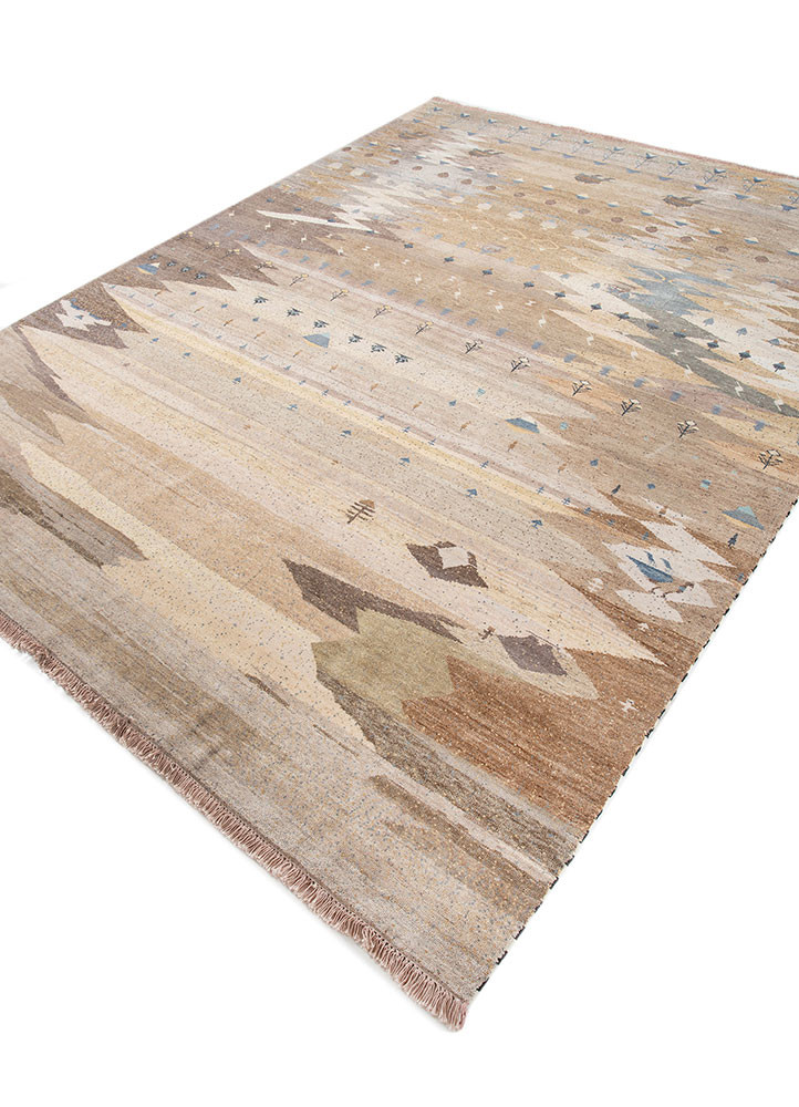 freedom manchaha beige and brown wool and silk hand knotted Rug - FoldShot freedom manchaha beige and brown wool and silk hand knotted Rug - FoldShot