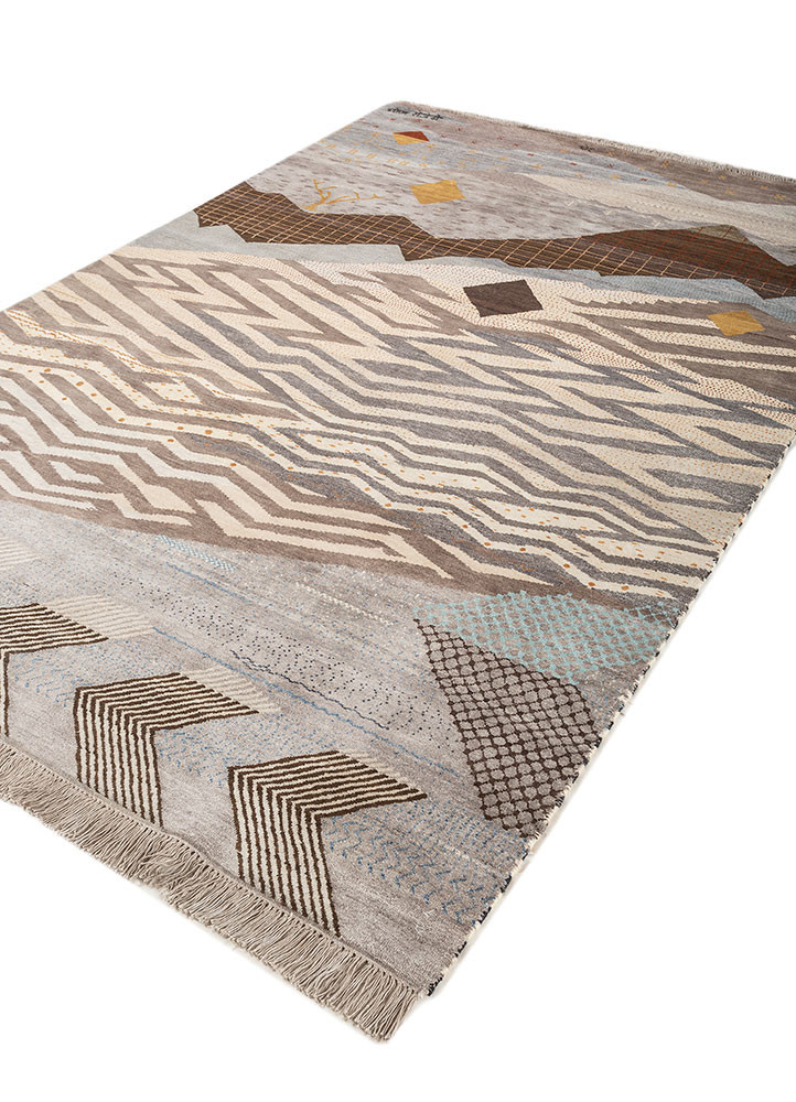 freedom manchaha grey and black wool and silk hand knotted Rug - FoldShot freedom manchaha grey and black wool and silk hand knotted Rug - FoldShot